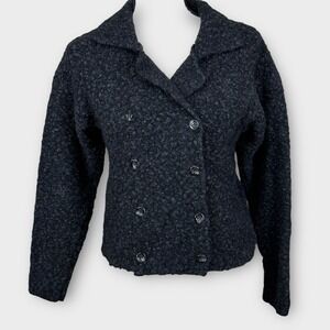 VTG Cousin Johnny Double Breasted Textured Wool Blend Knit Jacket Womens Size M